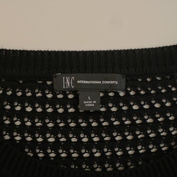 I.N.C. International Concepts Large Black Open Knit Scoop Neck Sweater - Picture 8 of 8